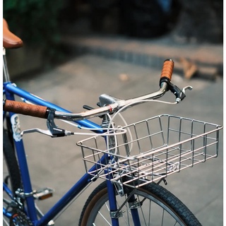 Silver bike shop basket