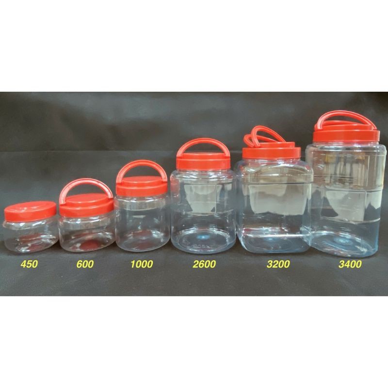 PET Container with Red Lid / Balang Biscuit /Balang Kuih Raya Penutup ...