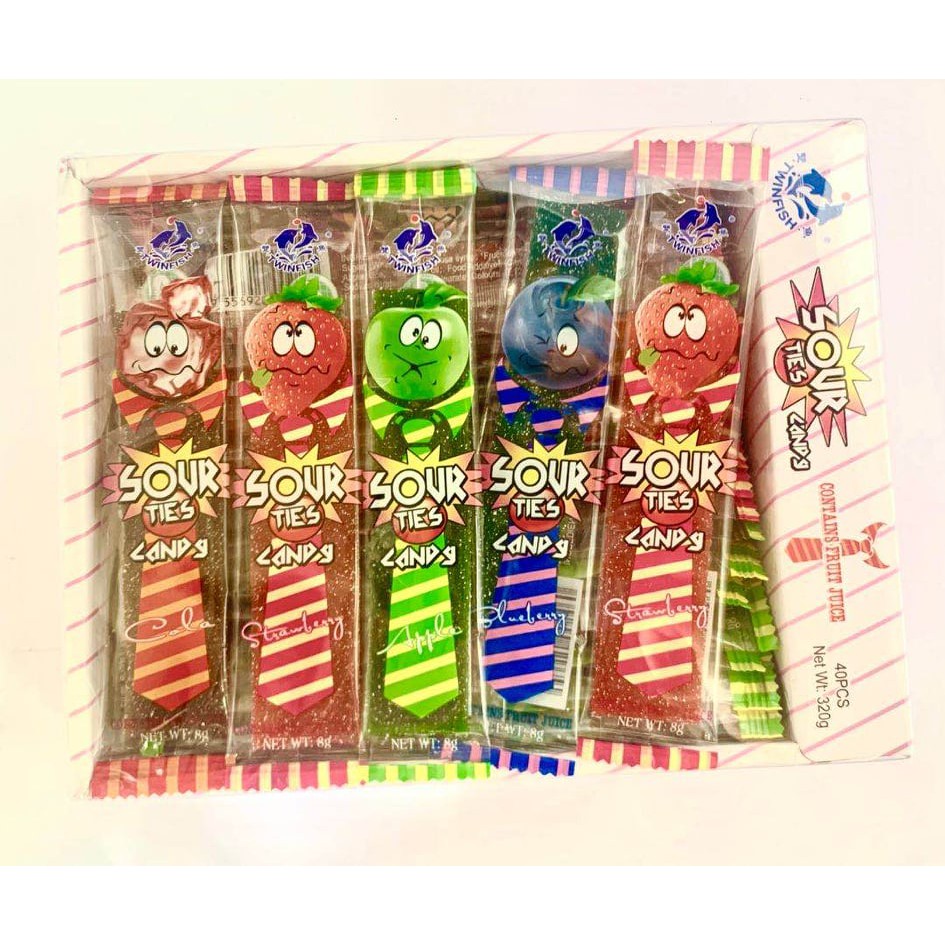 SOUR RIBBON RAINBOW FRUIT TIES CANDY 40PCS (TWINFISH) | Shopee Malaysia