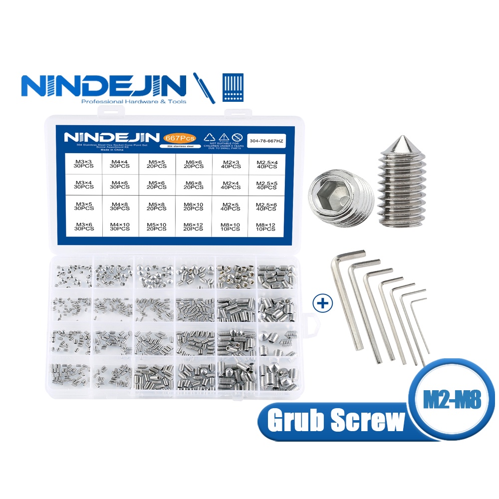 Cone Point Set Screws Stainless Steel DIN914 - M3x3 Pack 100