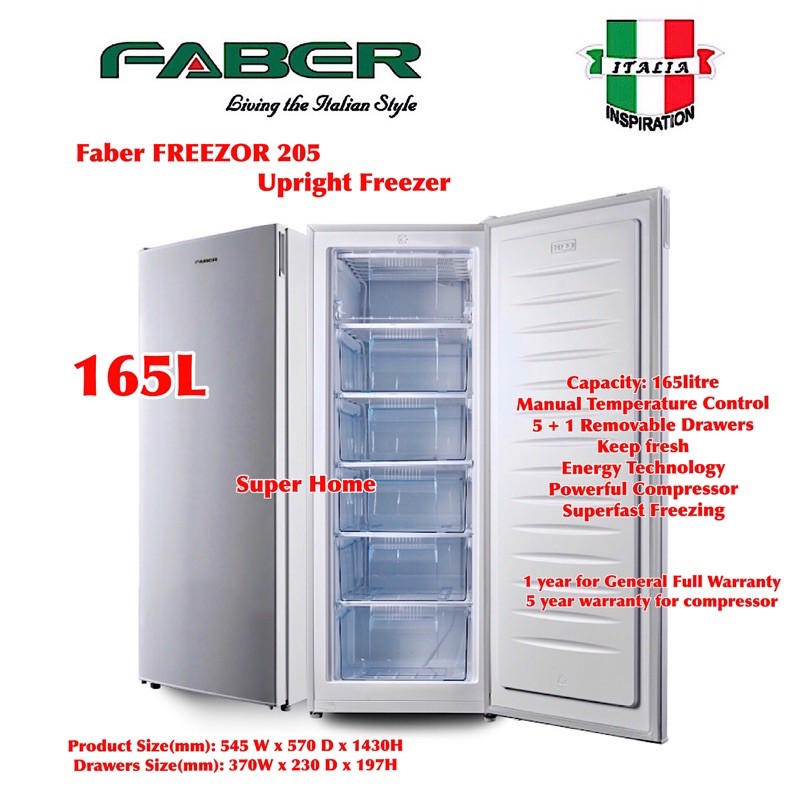 Faber Upright Freezer FREEZOR 205 Transparent Drawers Mini Standing ...