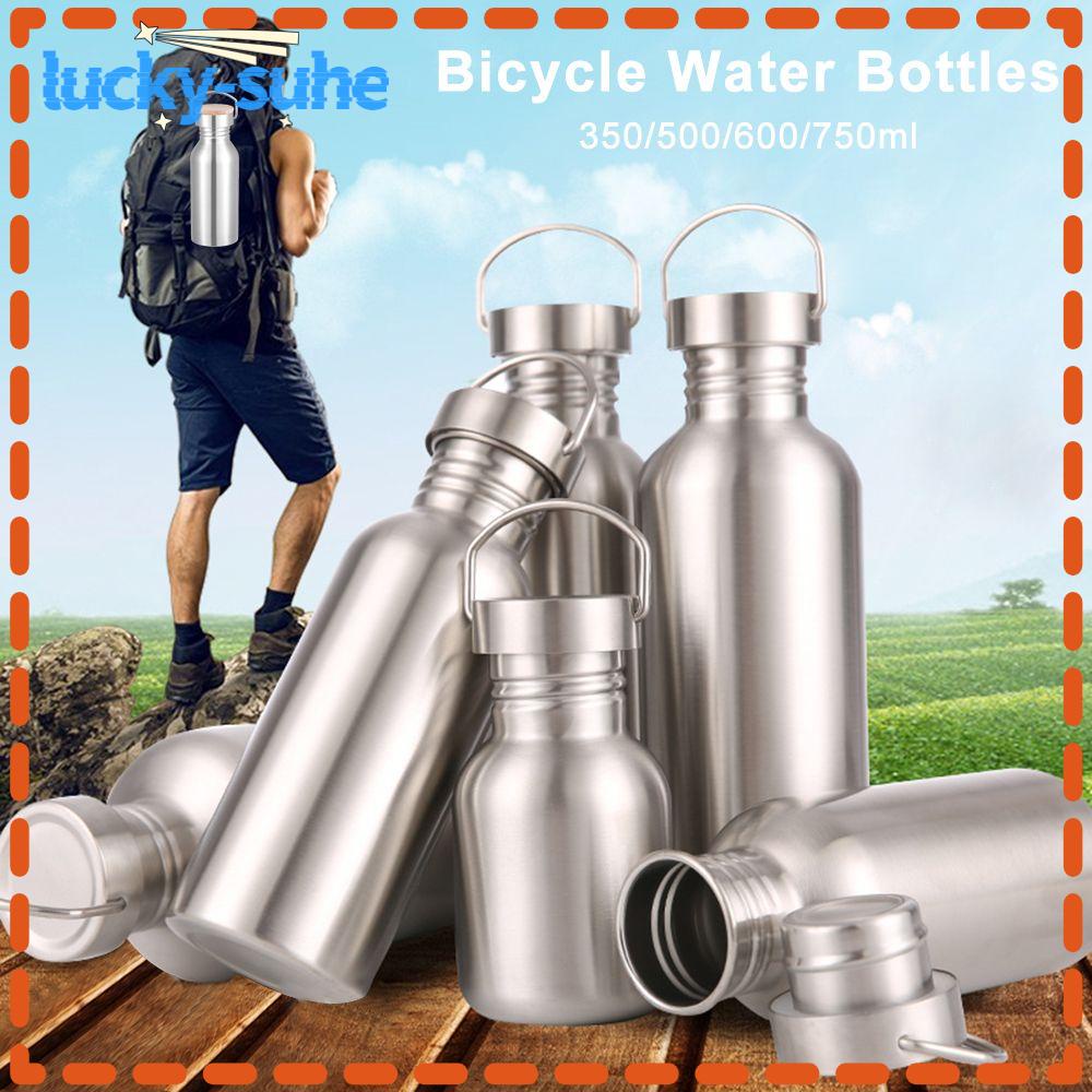 SUHE Bamboo Lid Water Bottle Sports Fitness Metal Flask Bicycle Water