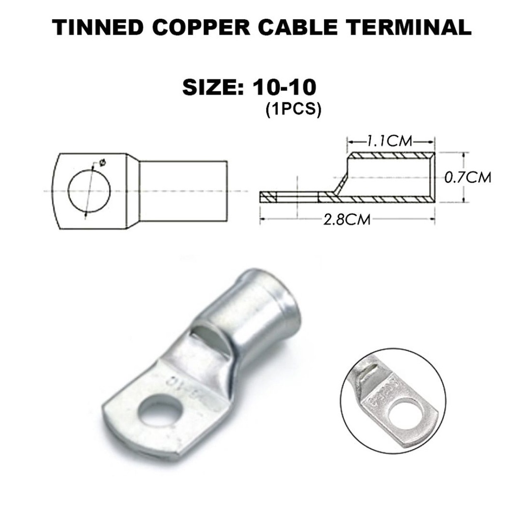 Sino Tinned Copper Cable Lug Terminal [4mm/6mm/10mm/16mm/25mm/35mm/50mm