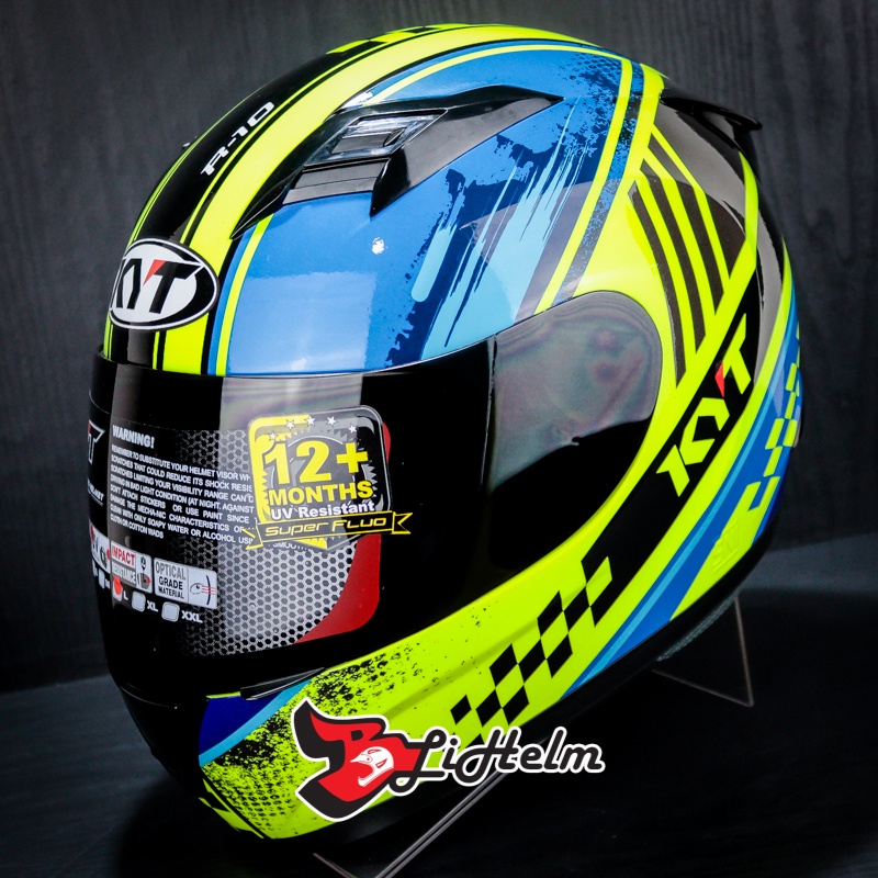 Helmet KYT R10 4 YELLOW FLUO BLUE Full FACE HELMET Single VISOR