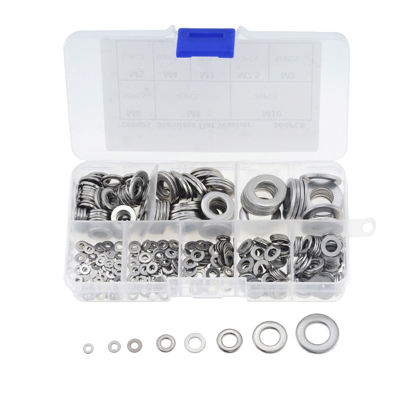 360Pcs Stainless steel Flat Washers Sealing Ring Washers Assortment Set ...