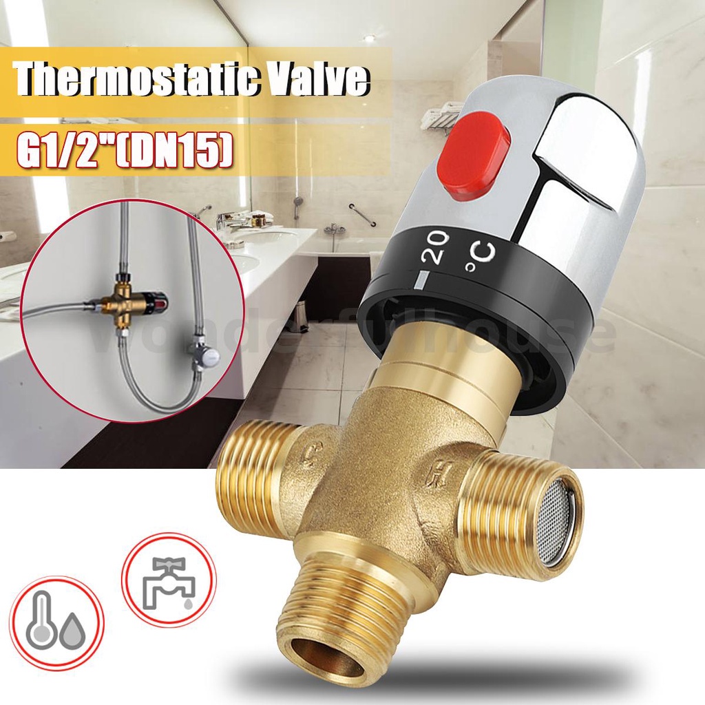 Brass G1/2 DN15 Thermostatic Mixing Valve Shower Water Temperature