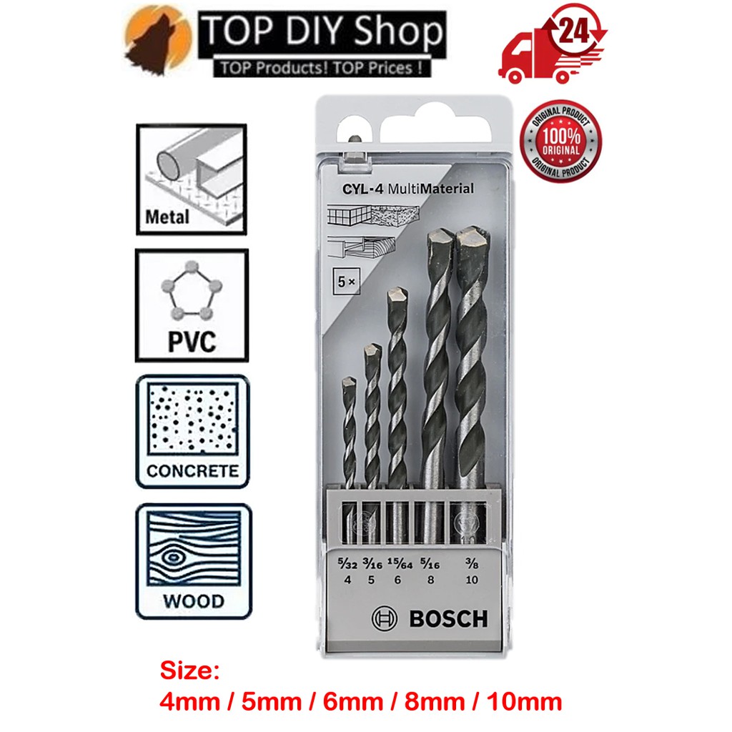 BOSCH 5pcs CYL4 Multi Material Multipurpose Drill Bit Set (4,5,6,8