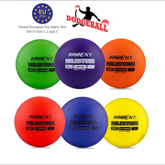 6 Dodgeball Official Size 6 Pcs Set Trident Milestone All Rounder