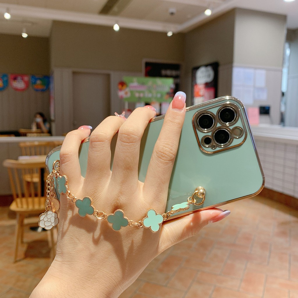 IPHONE 13 Pro 14 14 Pro 15 15 Pro fon sarung lucky mint green leaf ...