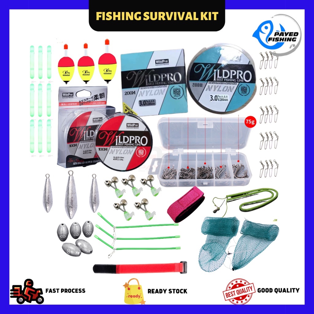 Set Lengkap Barangan Memancing, Fishing Survival Kit Complete, Jimat Banyak  & Mudah Dibawa