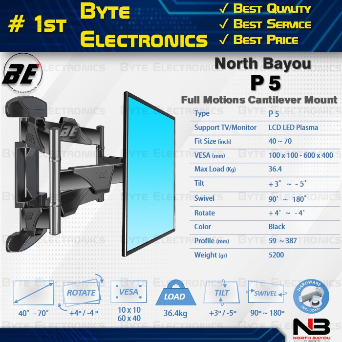 Swivel TV Bracket Bracket 40 42 43 50 55 58 60 65 70 inch, North Bayou