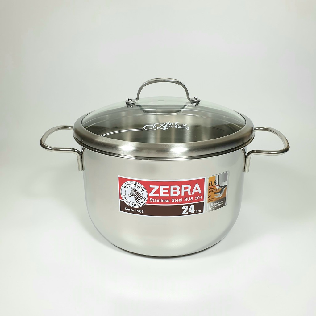 ZEBRA Extreme Infinity 3-Bottom Pot 24cm 6.2L with glass lid (304 ...