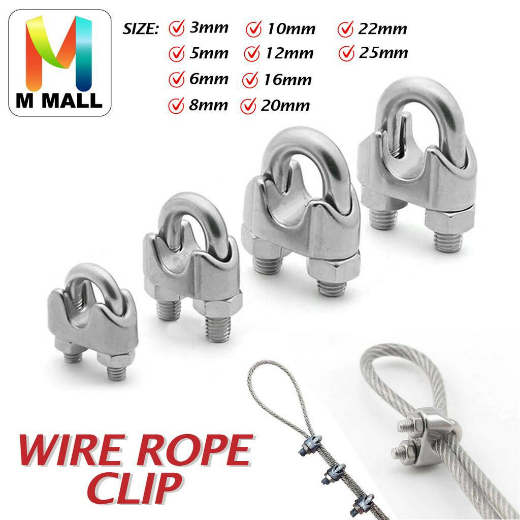 M MALL Galvanized Iron Wire Rope Clip U-Bolt Clamp (3mm,5mm,6mm,8mm ...