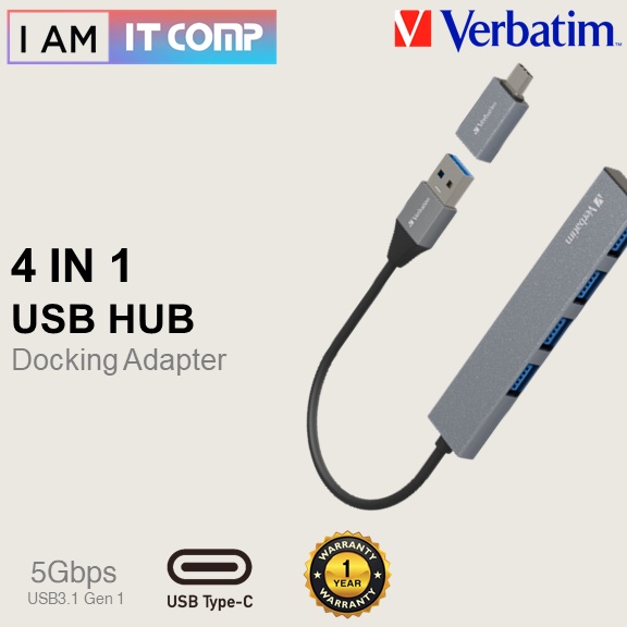 Verbatim 4 IN 1 USB 3.1 Gen 1 Hub with TypeC Converter Extension