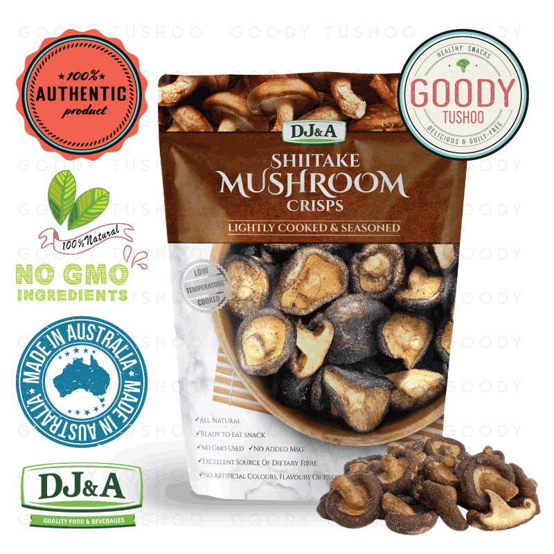 DJ&A Australia Shiitake Mushroom Crisps Original 65g Readyto Eat