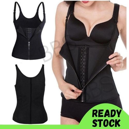 Ready Stock Double Layer Adjustable Strap Waist Trainer with Zip