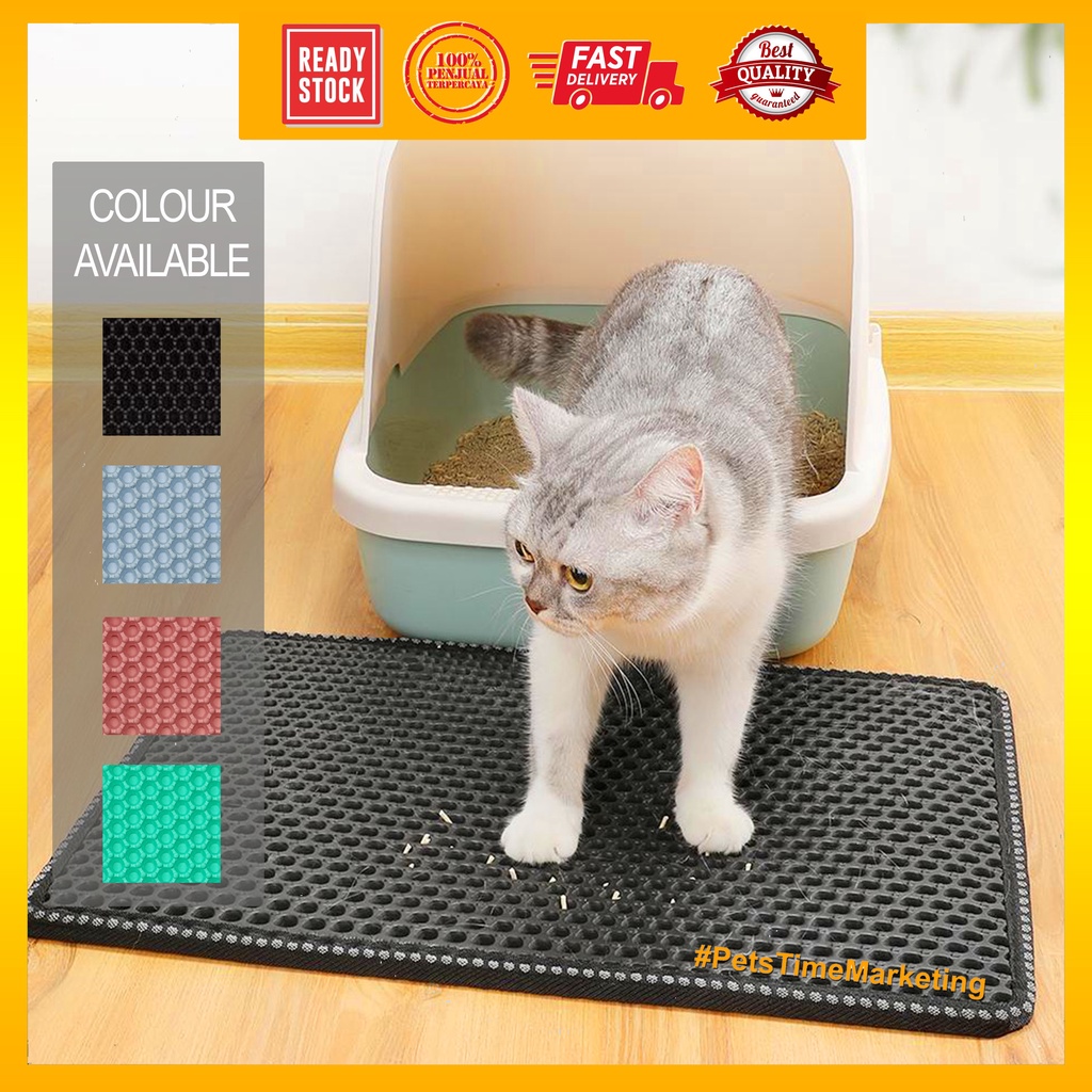 Double Layer Pet Cat Toilet Litter Mat Non-slip Bottom Double Layer  Karpet Pasir Kucing Tapis Tandas Kucing