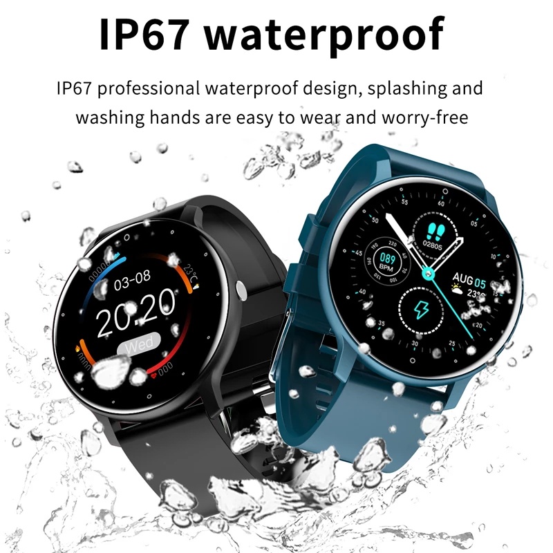 Original Smart Watch Waterproof IP67 Fitness Tracker Full Touch Round Screen Heart Rate Health Monitor Sport Watch
