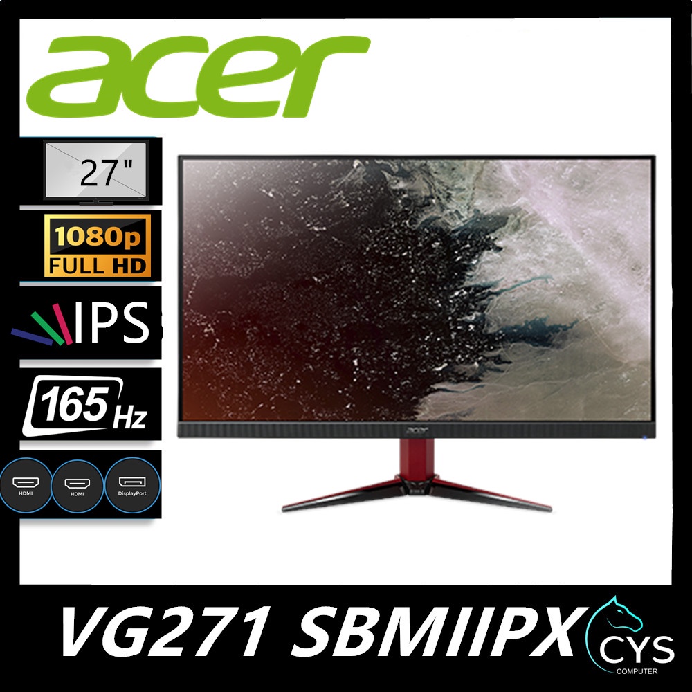 ACER NITRO VG271 SBMIIPX 27” FHD IPS 165HZ 1MS VRB FREESYNC HDR400 ...