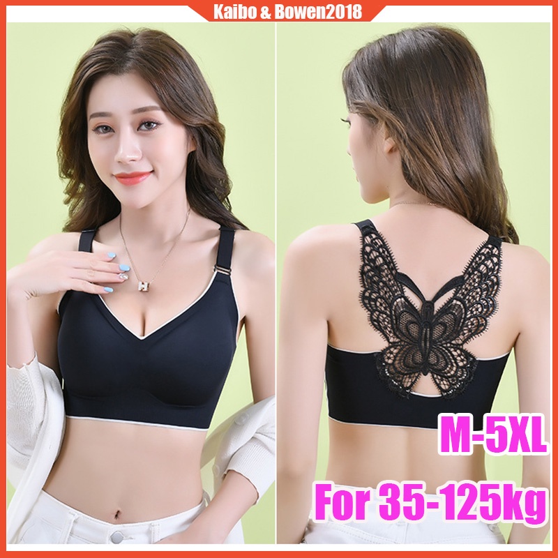 M-5XL For 35-125kg Plus Size Women Bra Butterfly Beauty Back Push up  Wrapped Chest Underwear with Chest Pad Adjustable Shoulder Strap Traceless Sports  Bra for Women Lingerie