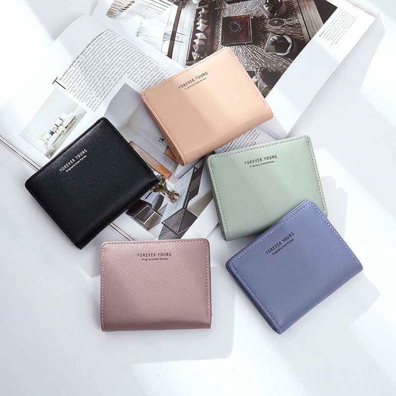 Mini wallet women slim short purse woman simple bifold wallets dompet ...