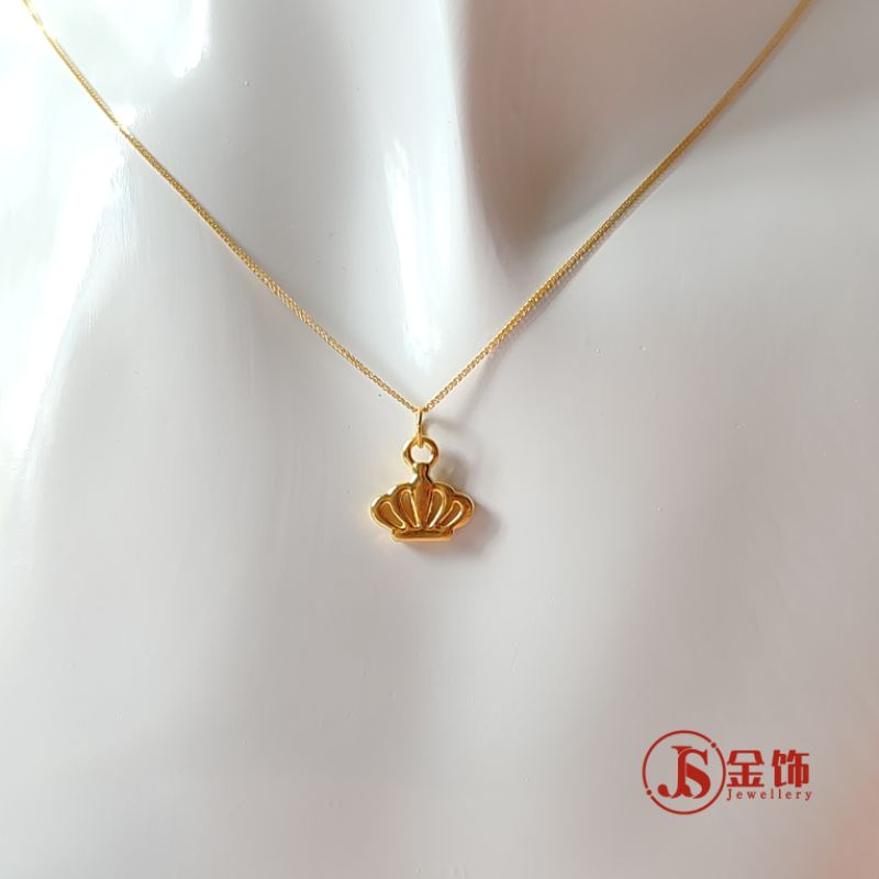 JS Jewellery 999 Gold Crown Pendant 999足金镂空皇冠吊坠Loket Emas