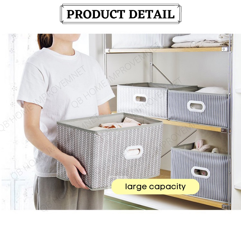 Foldable Storage Box With Handle Cloth Storage Closet Organizer Kotak ...