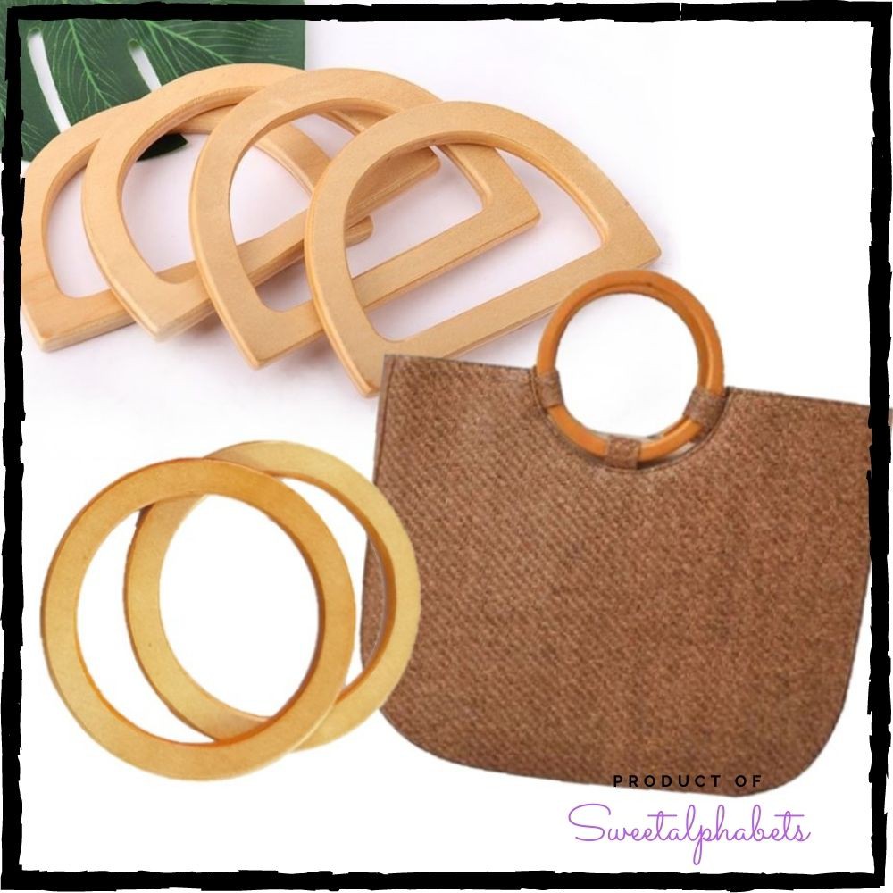 SA Wooden Bag Handle Ring 2pcs DIY Knitting Sewing Needlework ...