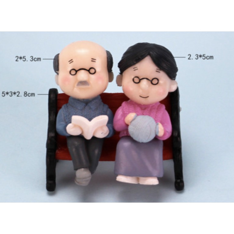 **Ready Stock** - Happy Birthday Grandpa Grandma sitting on bench cake ...