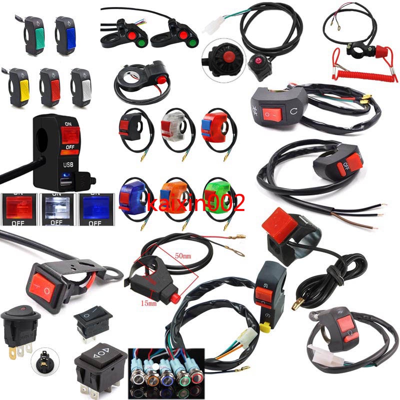 22mm Universal Motorcycle Handlebar USB Ignition Kill Switch ON OFF ...