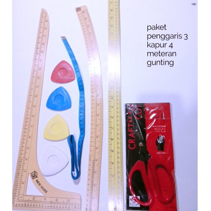 MESIN Sewing Pattern Ruler 1set/3-lime Ruler Package 4-meter Scissors ...