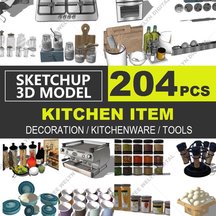 SketchUp 3D Model Kitchen Item Set 204 For Home Interior Design   397b42d4c97dc550dfcee951f768eda7