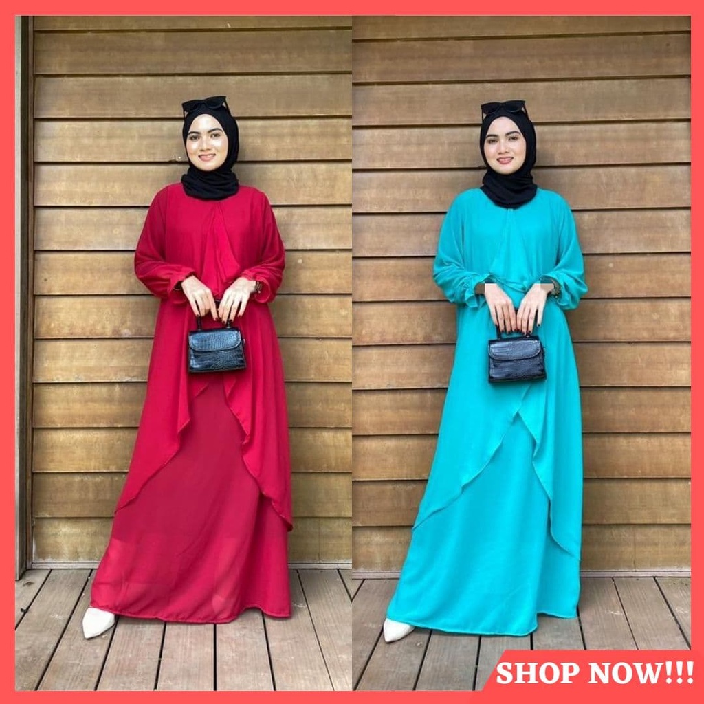 SEROJA PLUMERIA DRESS BRAND JIRAJIN KAFTAN HAWAII DRESS PLAIN RAYA MAXI LABUH KAFTAN VIRAL