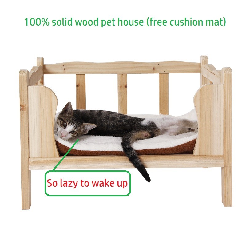 Luxury Solid Wood Pet house, DIY Wooden Cat Bed, Pets Cage Nest