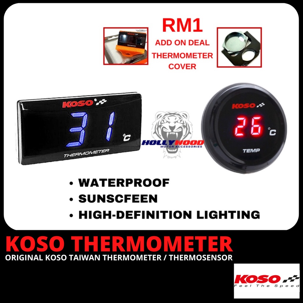 KOSO TEMPERATURE METER THERMOMETER ORIGINAL THERMO SENSOR WATER SUHU ... image.
