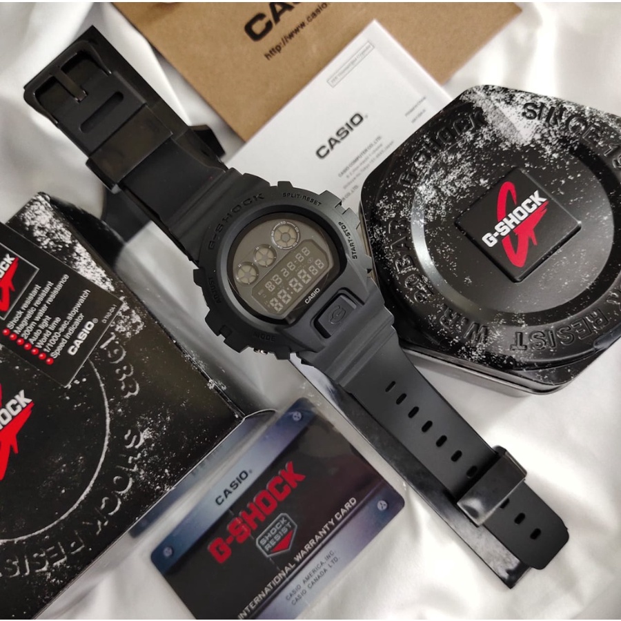 G shock DW6900 NB1 Black Silver Autolight Digital Watch Water proof Jam tahan lasak g shock Dw 6900 Shopee Malaysia