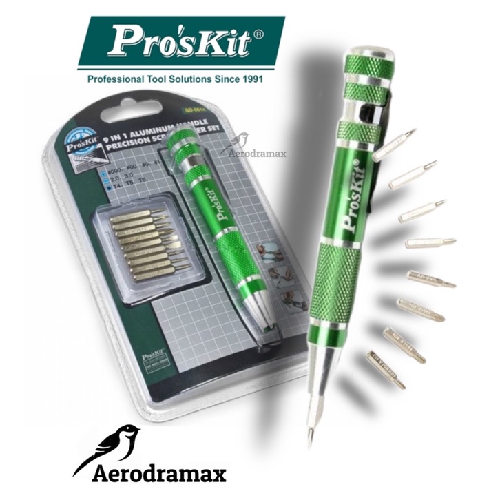 Pro’sKit SD-9814 9 In 1 Aluminium Handle Precision Screwdriver Set ...
