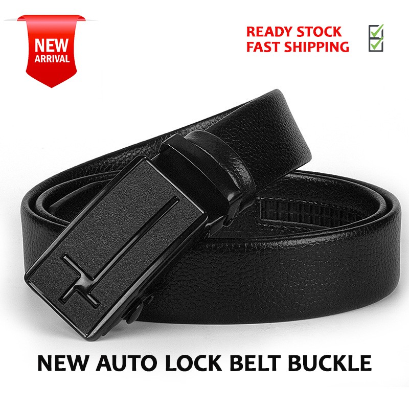 BLACK BELT AUTOMATIC LOCK BUCKLE AUTO BELT TALI PINGGANG LELAKI (BL-004 ...