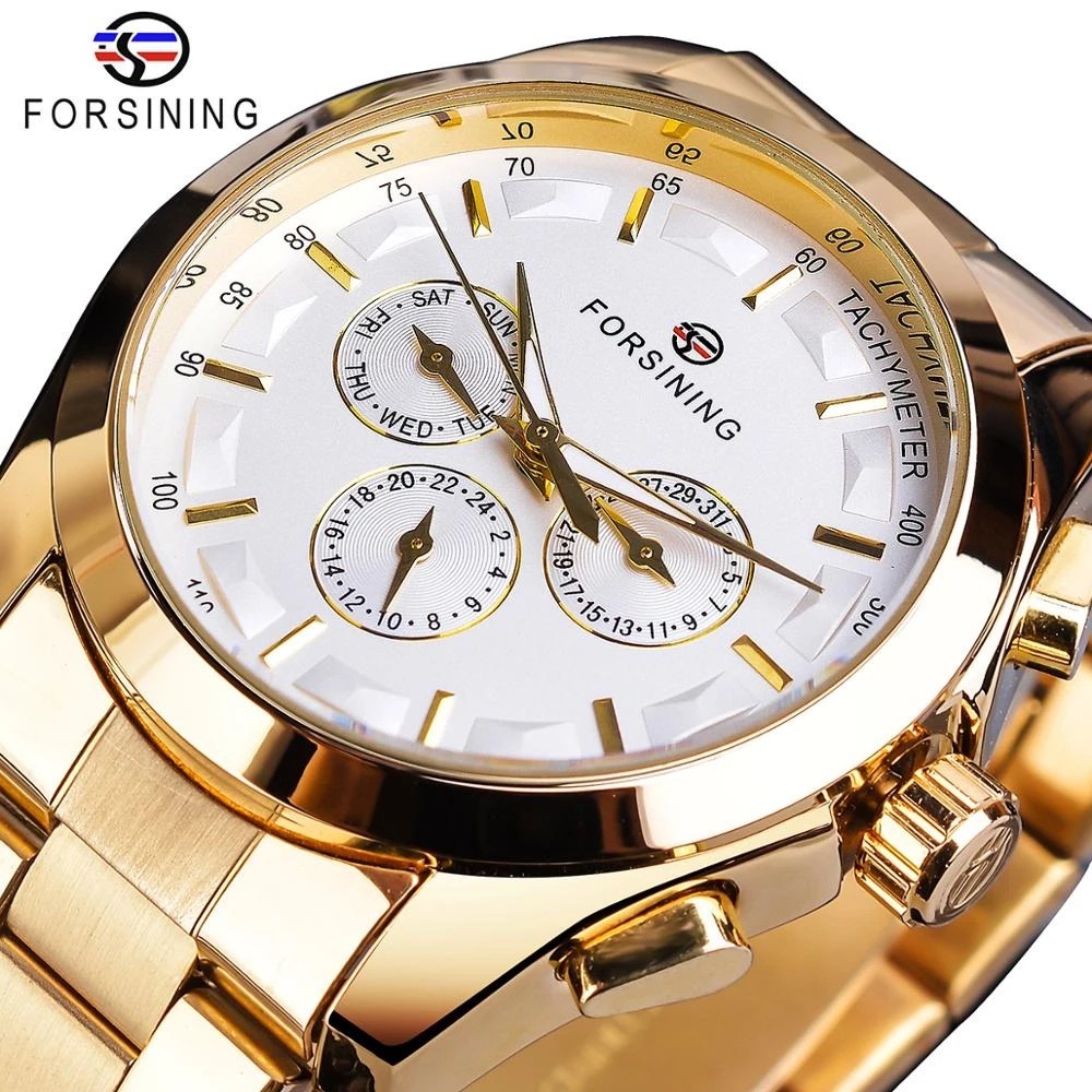 Forsing business style automatic men's mechanical watch three eye six ...