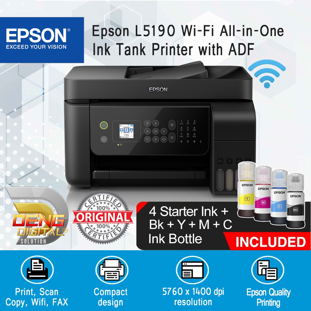 Epson L5190 Wi Fi All In One Ink Tank Printer With Adf Shopee Malaysia 0374