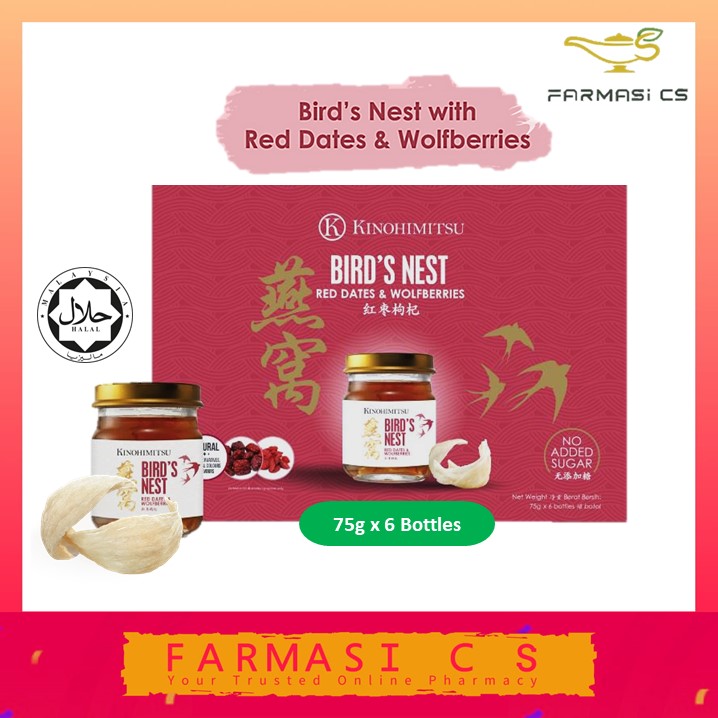 Kinohimitsu Bird's Nest Red Dates & Wolfberries 75g x 6 Bottles EXP12/