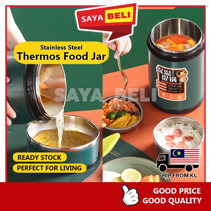 Thermos Stainless Steel Bekas Makanan Tahan Panas Thermos Flask Lunch