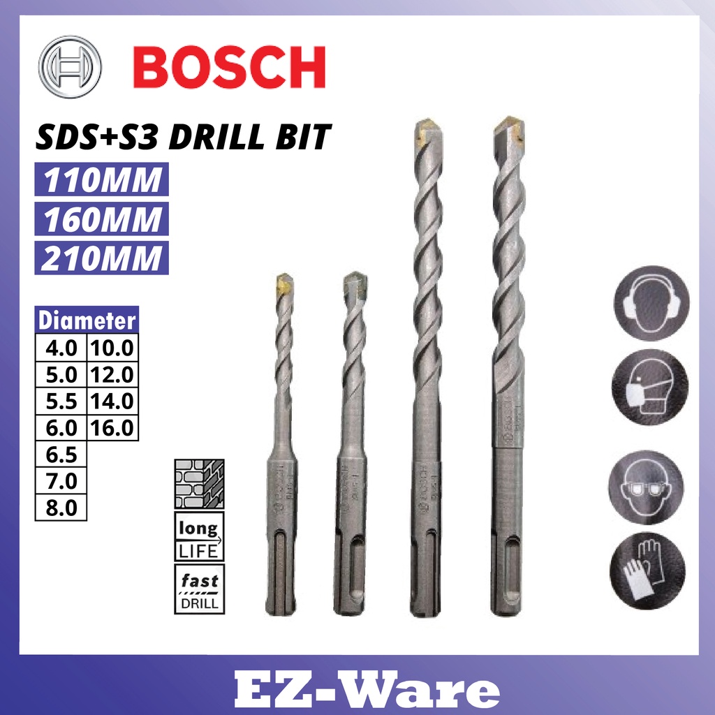 BOSCH SDS DRILL BIT BOSCH Bit Gerudi SDS plus 1 ( SIZE 4.0 16MM
