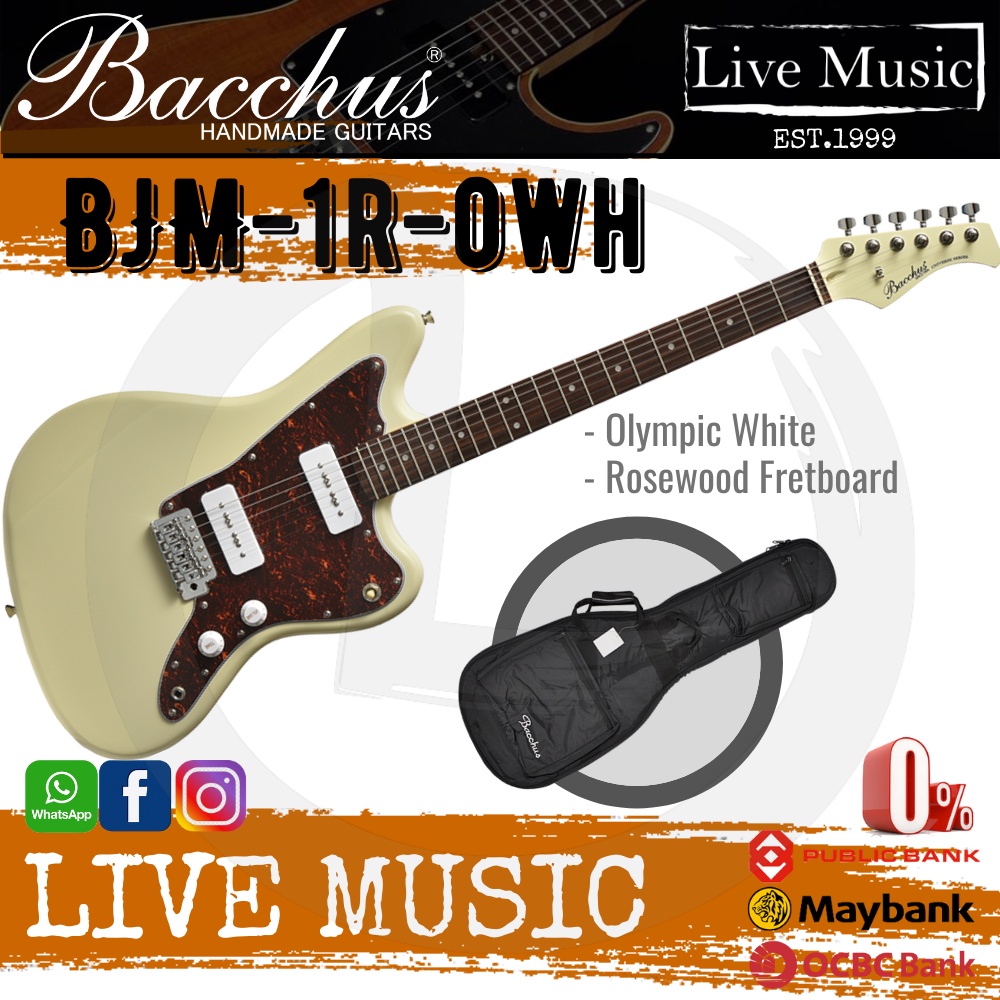 Bacchus BJM-1R-OWH Electric Guitar, Rosewood Fretboard - Olympic White  (BJM1R/BJM-1R)