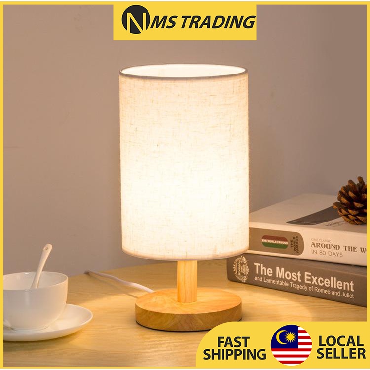 Bedside Lamp Night Light Warm White Bulb Gift Wood Table lamp Baby