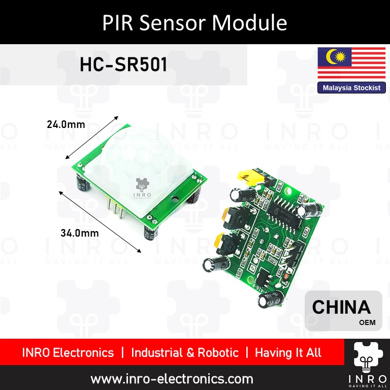PIR Motion Sensor Module, HC-SR501, 3 to 7 meters | Shopee Malaysia