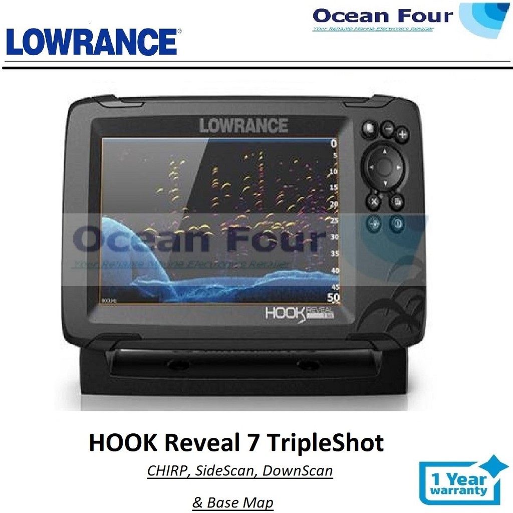 LOWRANCE HOOK REVEAL 7 TRIPLESHOT, CHIRP + DOWNSCAN™ + SIDESCAN™