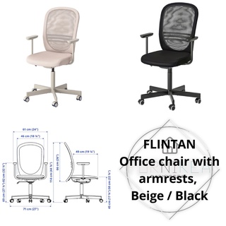 FLINTAN office chair with armrests, beige - IKEA