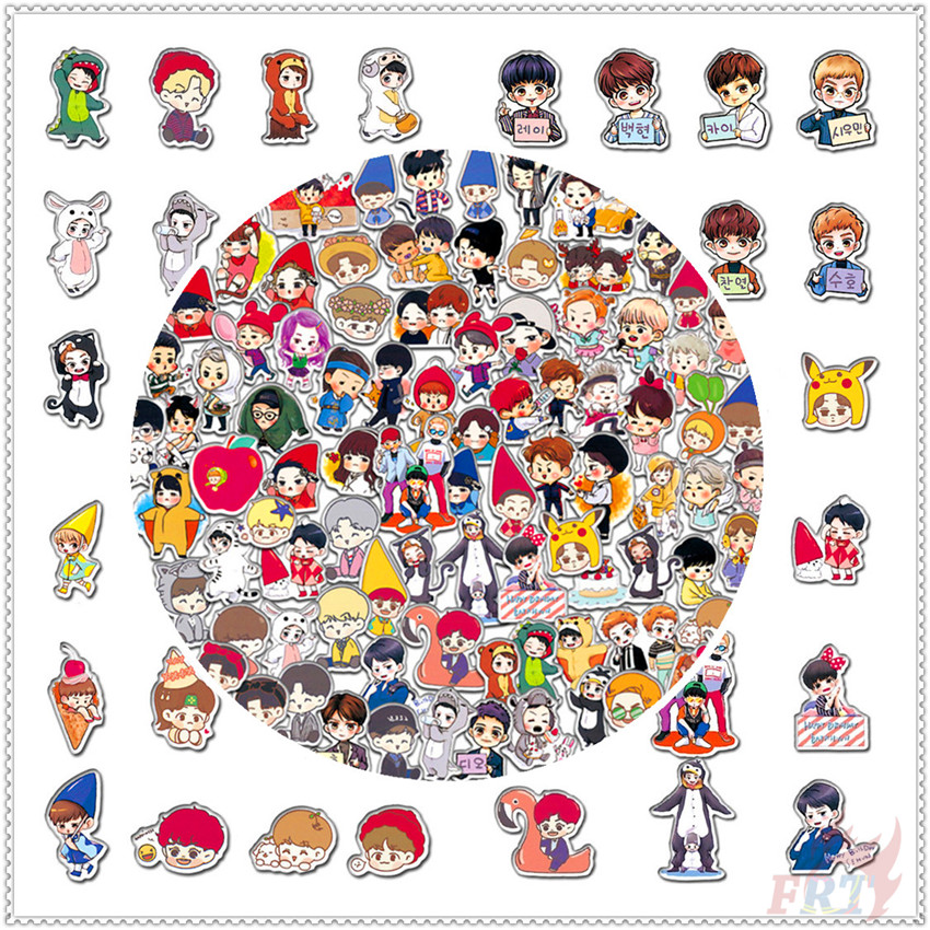 100Pcs/Set EXO Series 05 Q Character Stickers KPOP Superstar DIY ...