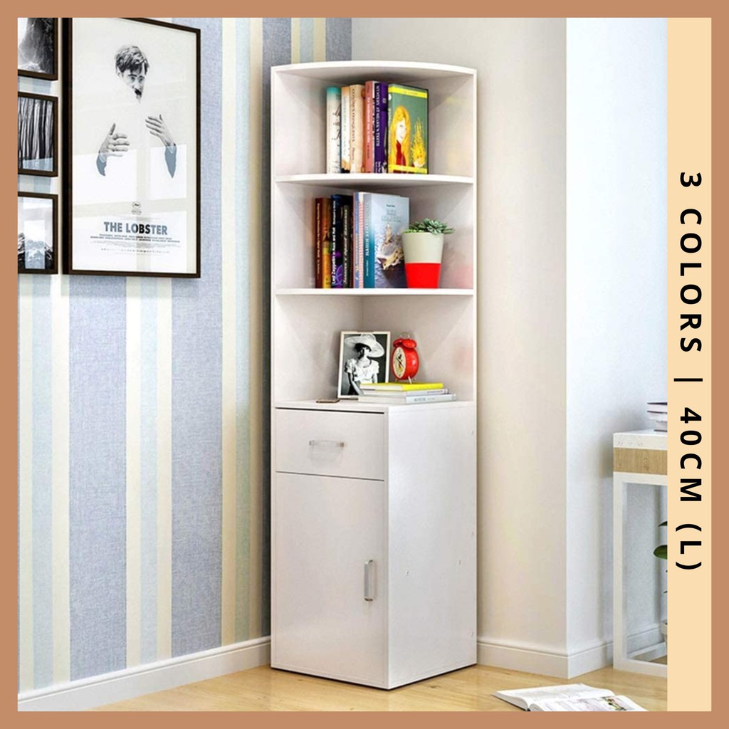Corner Floor Bookshelf Display with Drawer [8032] Shopee Malaysia